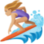 woman surfing: medium-light skin tone on Facebook