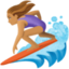 woman surfing: medium skin tone on Facebook