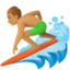 man surfing: medium skin tone on Facebook