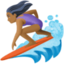 woman surfing: medium-dark skin tone on Facebook
