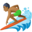 man surfing: medium-dark skin tone on Facebook