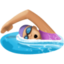 woman swimming: medium-light skin tone on Facebook