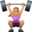 woman lifting weights: medium-light skin tone on Facebook