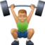 man lifting weights: medium-light skin tone on Facebook
