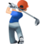 man golfing: light skin tone on Facebook