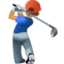 man golfing: medium skin tone on Facebook