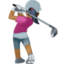 woman golfing: medium-dark skin tone on Facebook