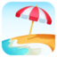 beach with umbrella on Facebook