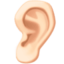 ear: light skin tone on Facebook