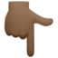 backhand index pointing down: dark skin tone on Facebook