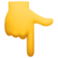 backhand index pointing down on Facebook