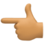 backhand index pointing left: medium skin tone on Facebook