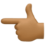 backhand index pointing left: medium-dark skin tone on Facebook