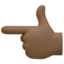 backhand index pointing left: dark skin tone on Facebook