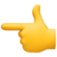 backhand index pointing left on Facebook