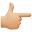 backhand index pointing right: medium-light skin tone on Facebook