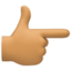 backhand index pointing right: medium skin tone on Facebook