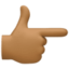 backhand index pointing right: medium-dark skin tone on Facebook
