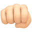 oncoming fist: light skin tone on Facebook