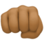 oncoming fist: medium-dark skin tone on Facebook