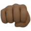oncoming fist: dark skin tone on Facebook