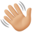 waving hand: medium-light skin tone on Facebook
