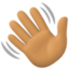 waving hand: medium skin tone on Facebook