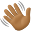 waving hand: medium-dark skin tone on Facebook