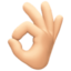 OK hand: light skin tone on Facebook