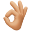 OK hand: medium-light skin tone on Facebook