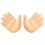 open hands: light skin tone on Facebook