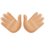 open hands: medium-light skin tone on Facebook