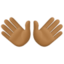open hands: medium-dark skin tone on Facebook