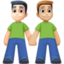 men holding hands: light skin tone, medium-light skin tone on Facebook