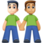 men holding hands: light skin tone, medium skin tone on Facebook