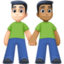 men holding hands: light skin tone, medium-dark skin tone on Facebook