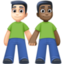 men holding hands: light skin tone, dark skin tone on Facebook