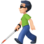 man with white cane: light skin tone on Facebook