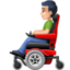man in motorized wheelchair: light skin tone on Facebook