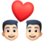 couple with heart: man, man, light skin tone on Facebook