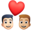 couple with heart: man, man, light skin tone, medium-light skin tone on Facebook