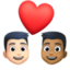 couple with heart: man, man, light skin tone, medium-dark skin tone on Facebook
