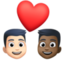 couple with heart: man, man, light skin tone, dark skin tone on Facebook