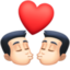 kiss: man, man, light skin tone on Facebook