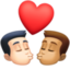 kiss: man, man, light skin tone, medium skin tone on Facebook