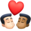 kiss: man, man, light skin tone, medium-dark skin tone on Facebook