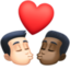 kiss: man, man, light skin tone, dark skin tone on Facebook