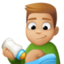 man feeding baby: medium-light skin tone on Facebook