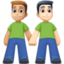 men holding hands: medium-light skin tone, light skin tone on Facebook