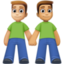 men holding hands: medium-light skin tone, medium skin tone on Facebook